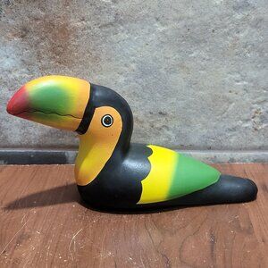Vintage Hand Painted Pottery Toucan Figurine